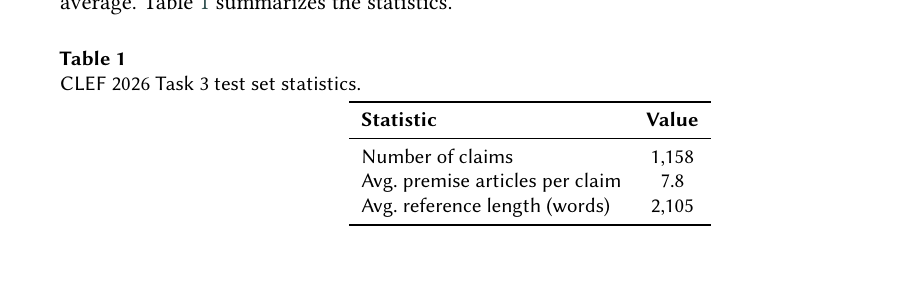 CLEF citation audit test set size and evidence counts